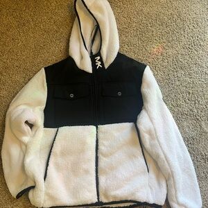 Michael Kors mens white fleece zip up